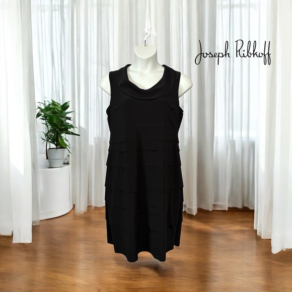 Joseph Ribkoff,  Black Sleeveless Tiered Dress, Size 16 - Picture 1 of 7